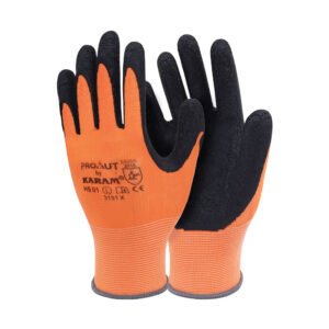 Karam ORANGE LINER WITH BLACK CRINKLE LATEX GLOVES HS 01