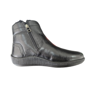 TSF 145 | Premium Black Leather Ankle Boot with Side Zipper & Red Lining